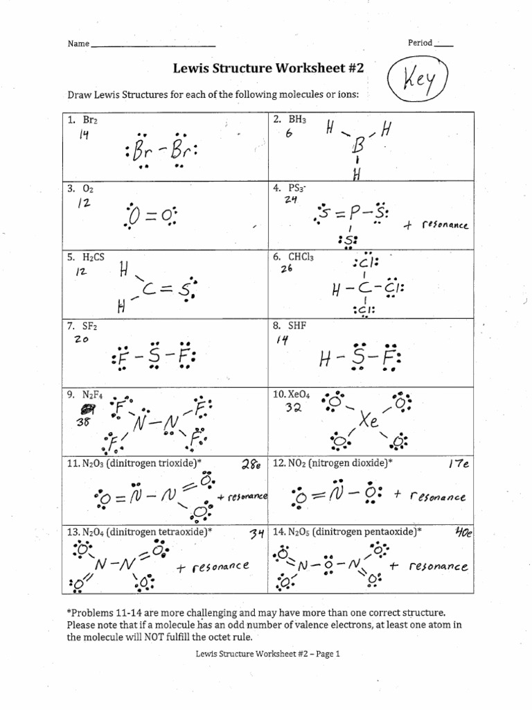 Lewis Structure Practice Worksheet Nisyi Org