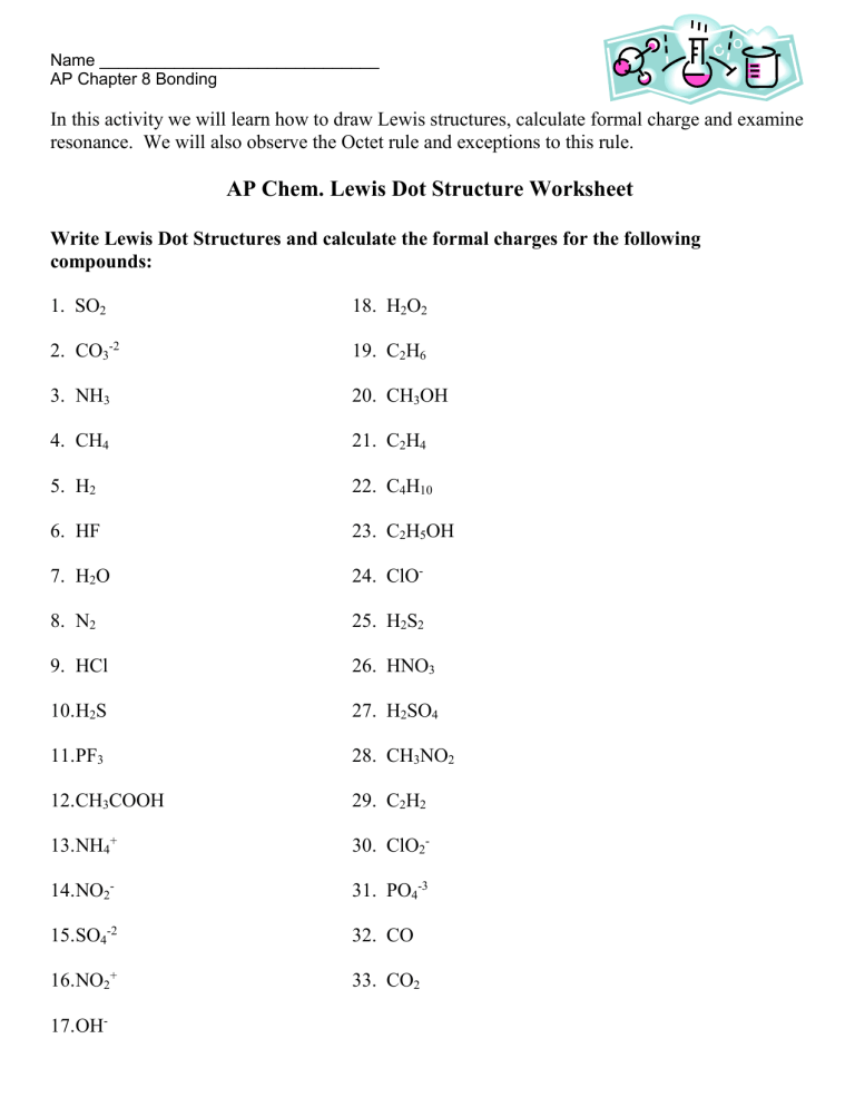 Lewis Structures Practice Worksheets