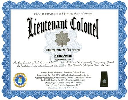 Lieutenant Colonel Air Force Rank Display Recognition