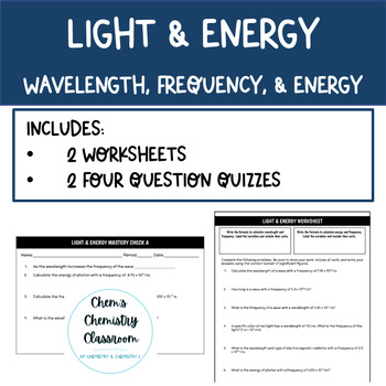 Light Energy Worksheets Quizzes Wavelength Frequency Energy