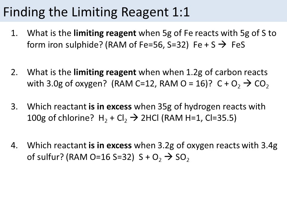 Limiting Reagent Questions And Answers