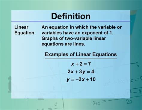 Linear Equations Definition Formula Graph Examples