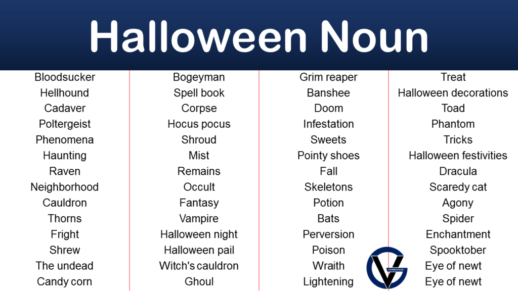 List Of Halloween Nouns Grammarvocab