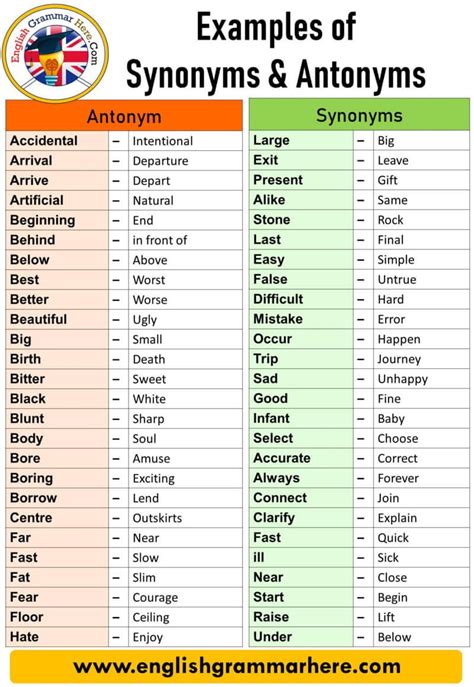 List Of Synonyms For Grade 5