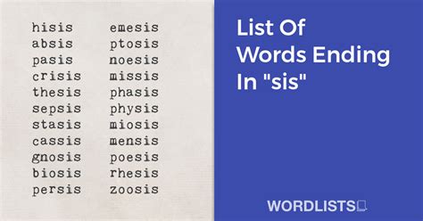 List Of Words Ending In Sis