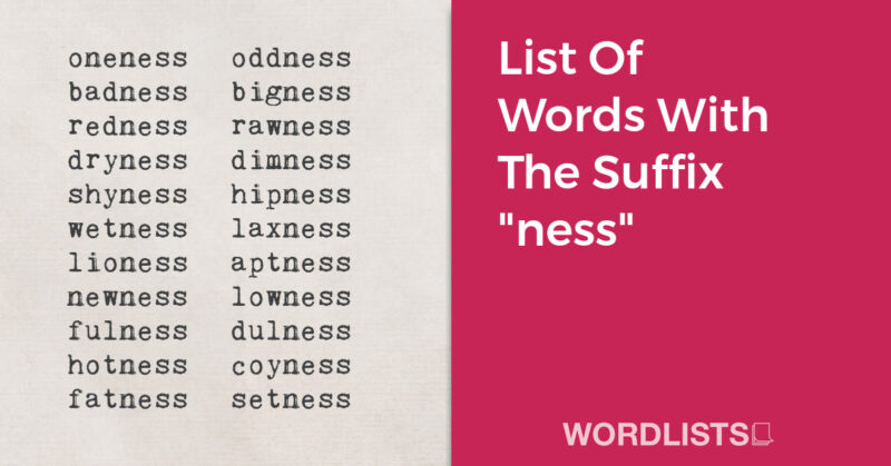 List Of Words With The Suffix Amp Quot Ness Amp Quot