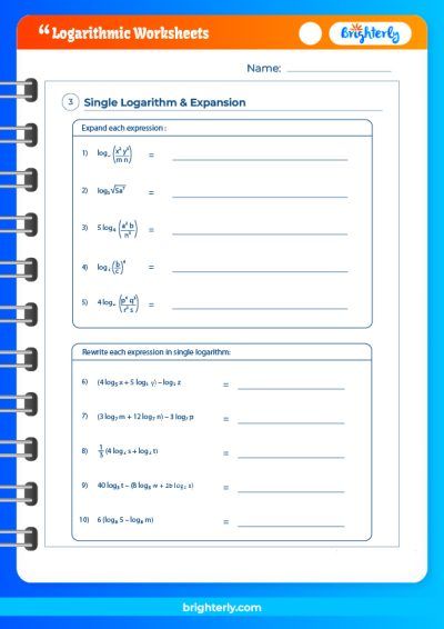 Logarithmic Worksheets Pdfs Brighterly Com