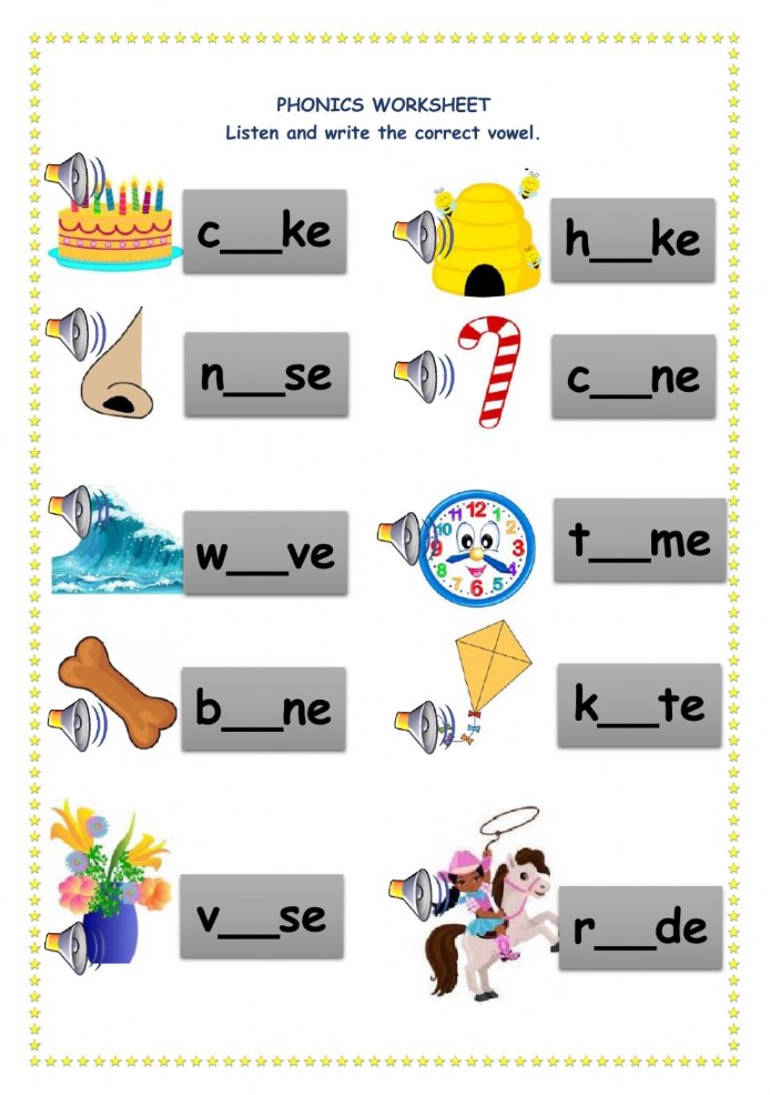 Long A Kindergarten Worksheets for Fun Learning