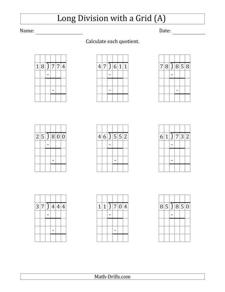 Long Division With Grid Worksheetsr Worksheetscity