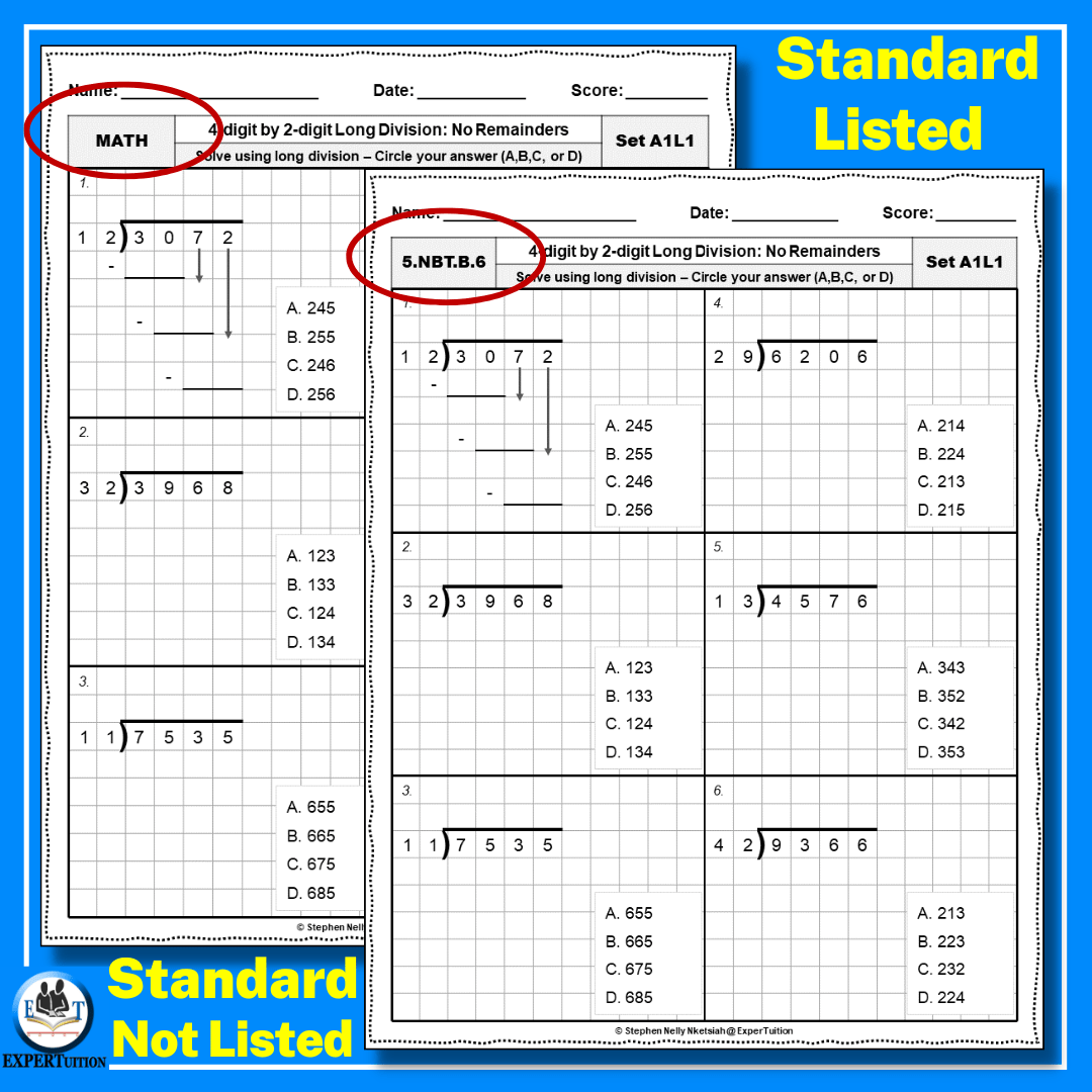 Long Division Worksheets Grade 5