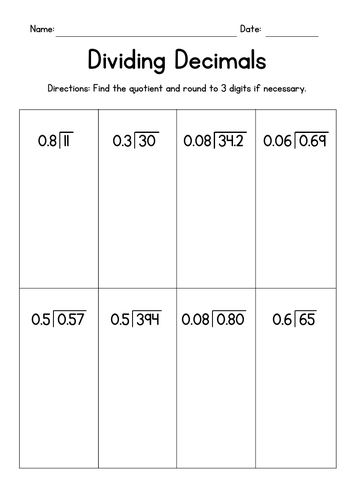 Long Division Worksheets With Decimal Answers Long Division Worksheets