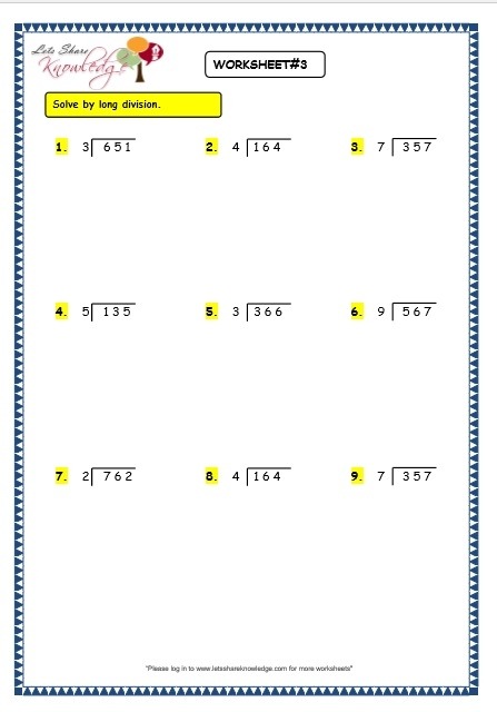 Long Division Worksheets Without Remainders