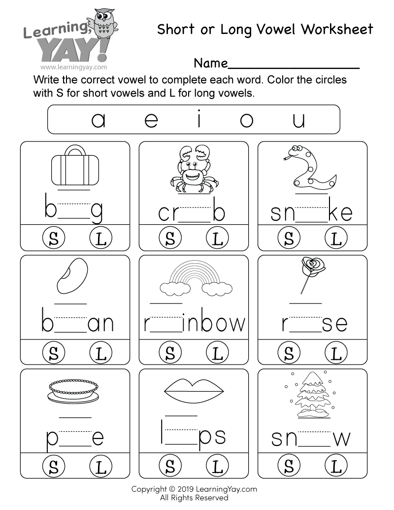 Long Vowel Fun: Free Printable Worksheet for Kids