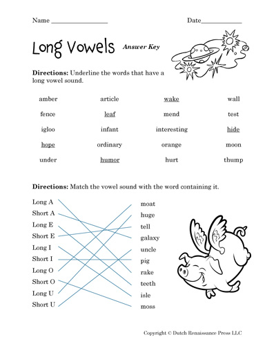 Long Vowels Worksheet Pdf