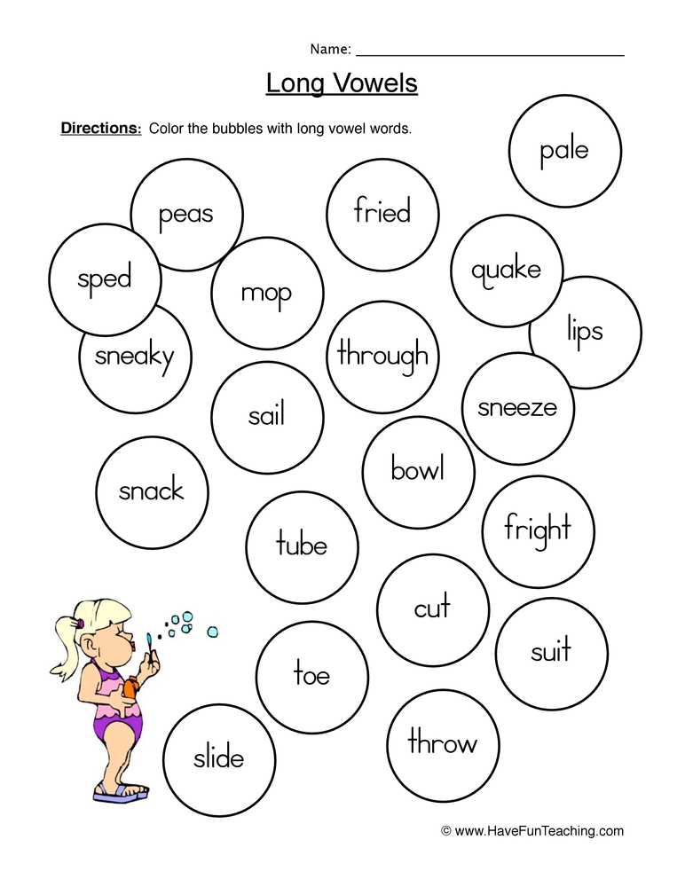 Long Vowels Worksheets Have Fun Teaching