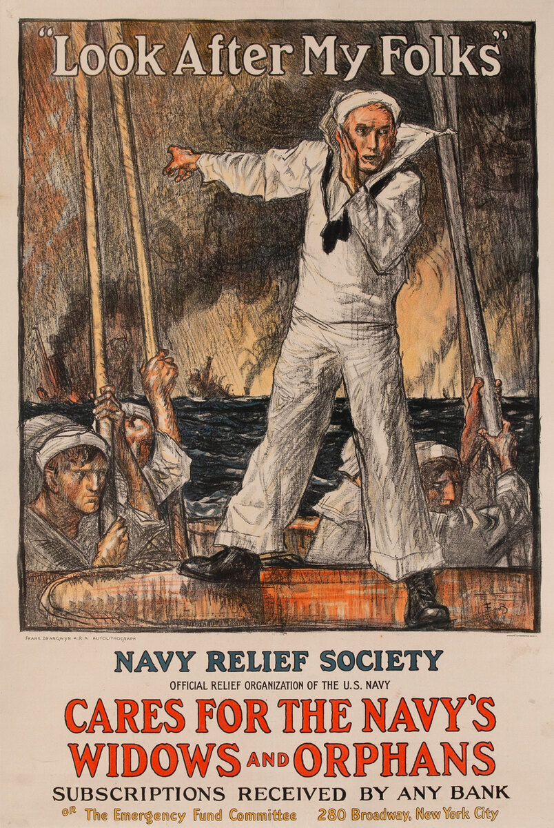 Look After My Folks Navy Relief Society Wwi Poster David Pollack Vintage Posters