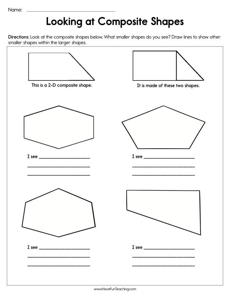 Looking At Composite Shapes Worksheet By Teach Simple