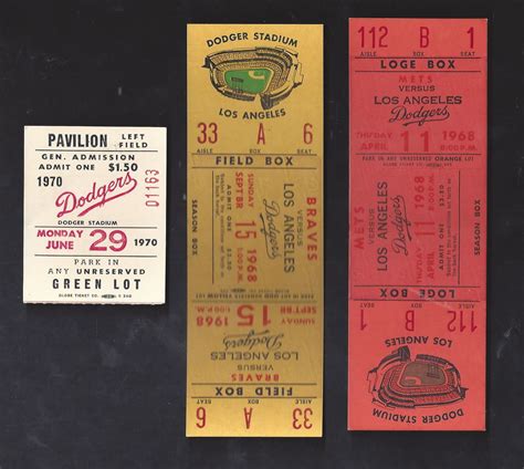 Lot Detail 1968 1970 La Dodgers Mlb Lot Of 3 Tickets