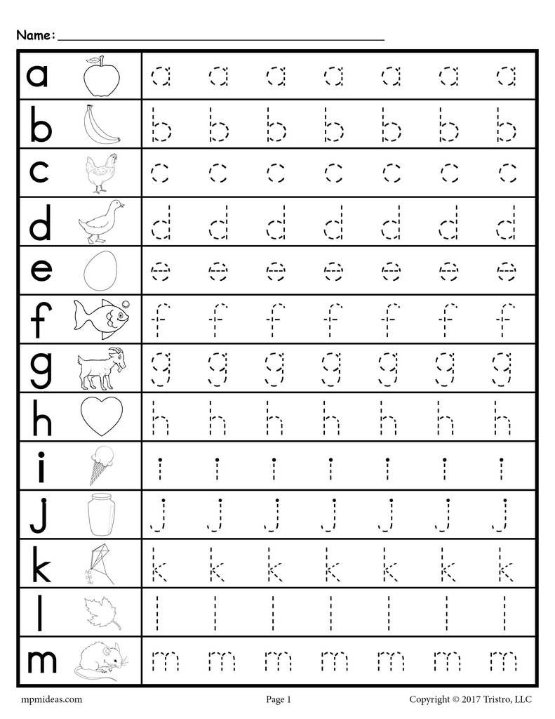 Lowercase Letter Tracing Worksheets