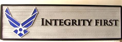 Lp 9220 Carved Motto Plaque Integrity First For Air Force With Wings Emblem Artist Painted