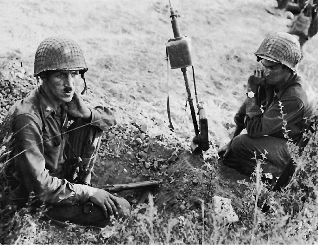 Lt Col Lyle A Bernard And His Radioman In The Command Post Atop Monte Cipolla 3Rd Infantry