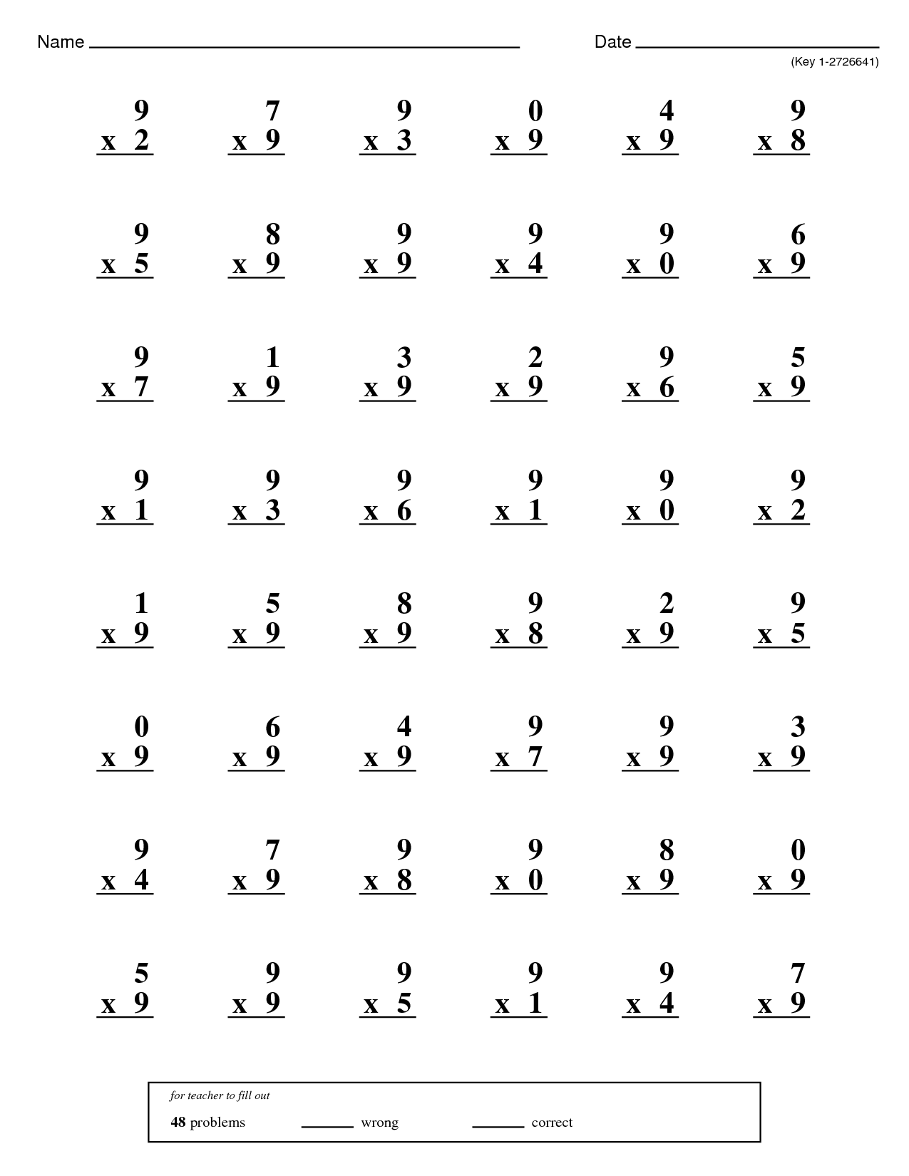 Mad Minute Math 4Th Grade Multiplication Fact Review Worksheets