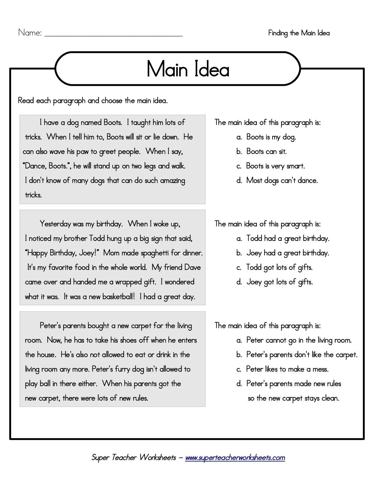 Main Idea Worksheet: Boost Your Child's Reading Comprehension