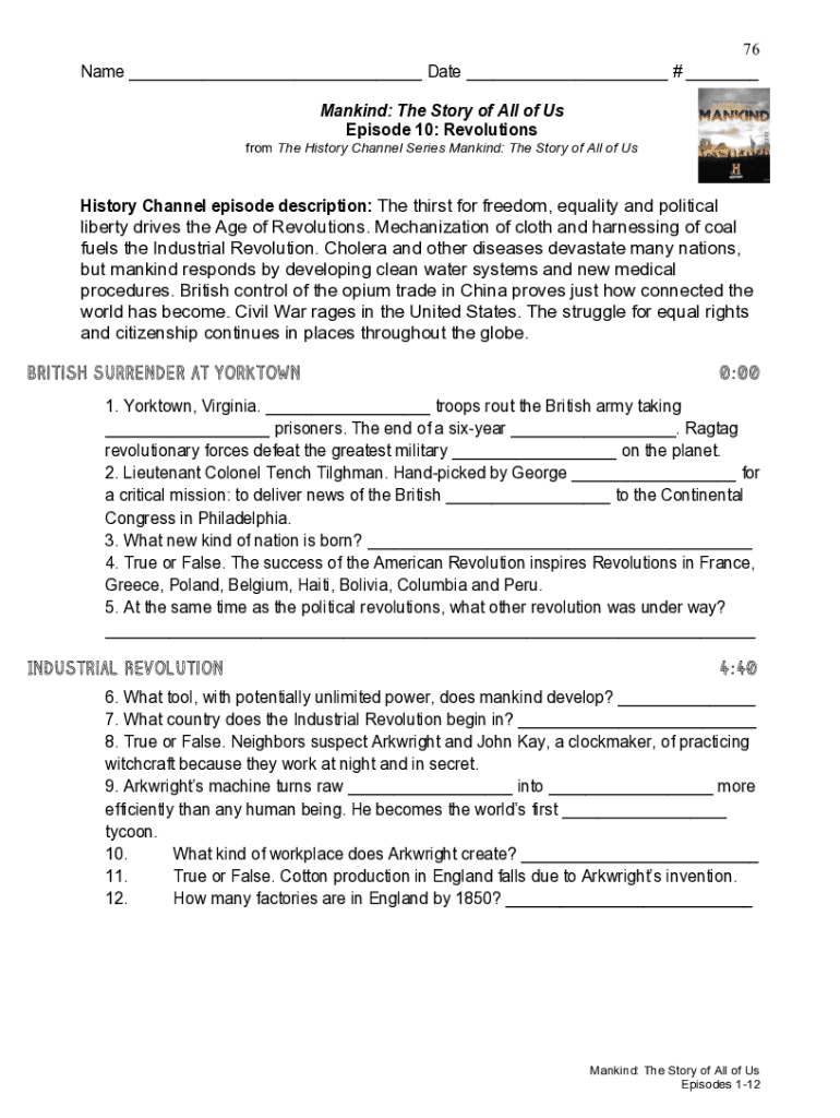 Mankind The Story Of All Of Us Episode 10 Revolutions Worksheet Key