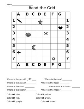 Map Grid Worksheet By Debbie Nicotera Teachers Pay Teachers