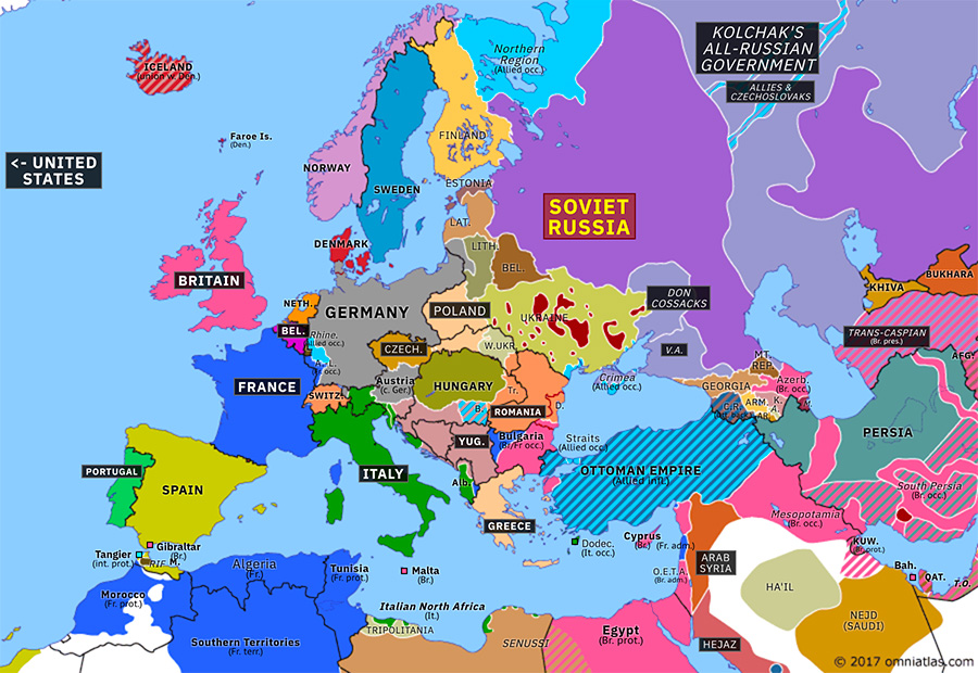 Map Of Europe 1918