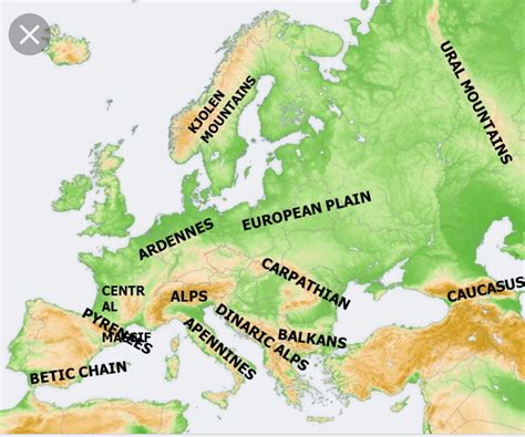 Map Of Europe Mountain Ranges Map Vector