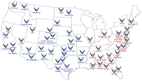 Map Of Us Air Force Bases Map Of The World With The Countries