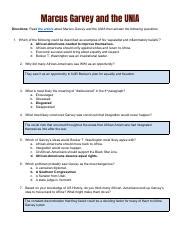 Marcus Garvey Unia Worksheet Answers