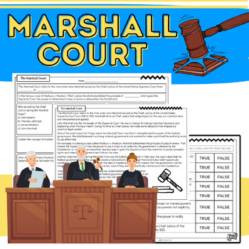 Marshall Court Informational Social Studies Passage Worksheets By