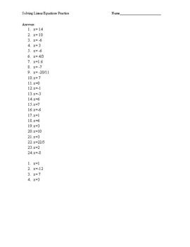 Mass Multistep Linear Equations Worksheet For Practice Hmwk Test Review