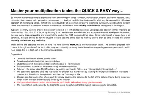 Master Your Multiplication Tables The Quick Easy Way Teaching Resources