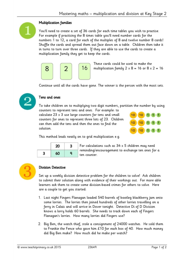 Mastering Maths Multiplication And Division At Ks2 Ks2 Maths Teachit