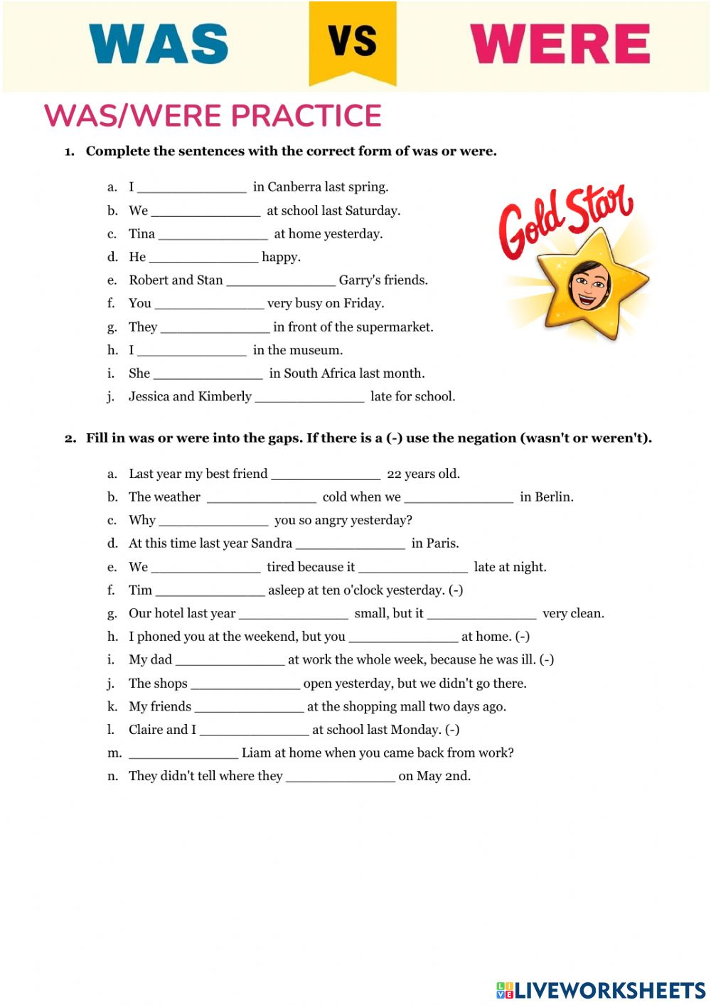 Mastering Verbs A Fun And Engaging Was Were Worksheet For Class 3