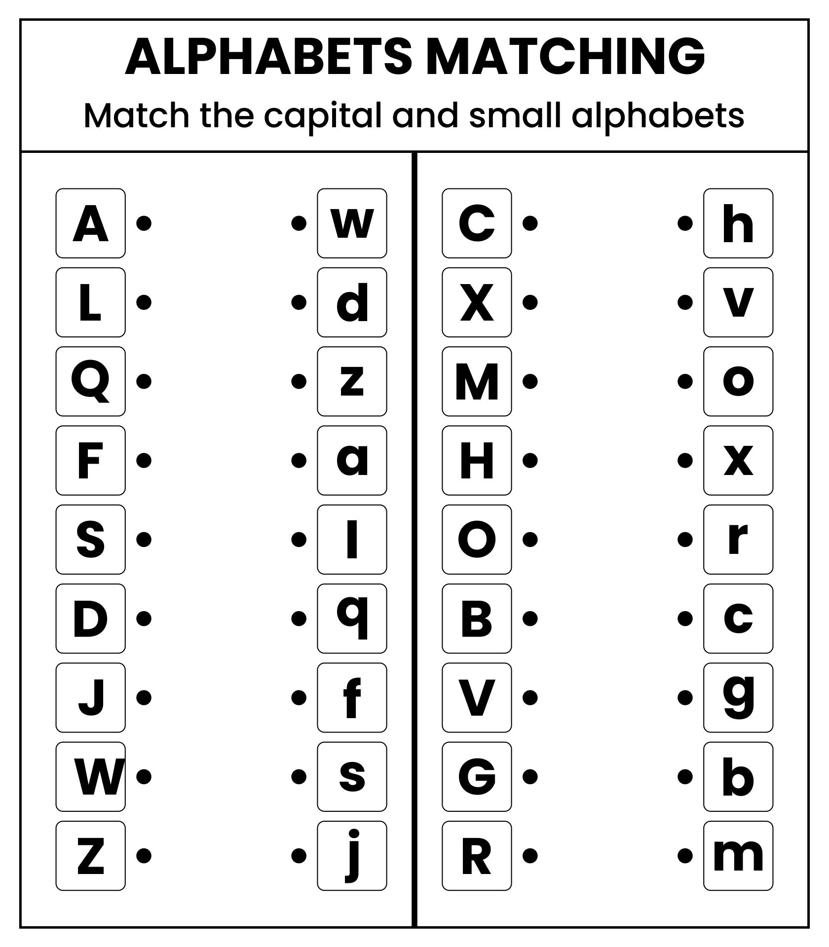 Matching Letters Worksheet Printable Word Searches