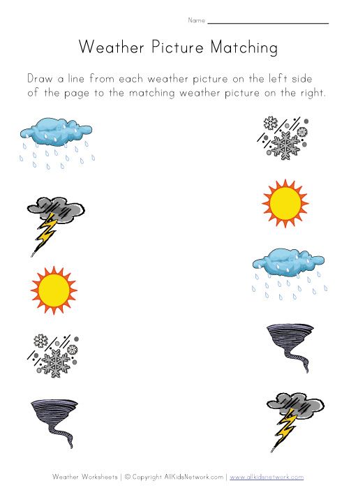 Free Matching Weather Worksheets for Kindergarten Fun