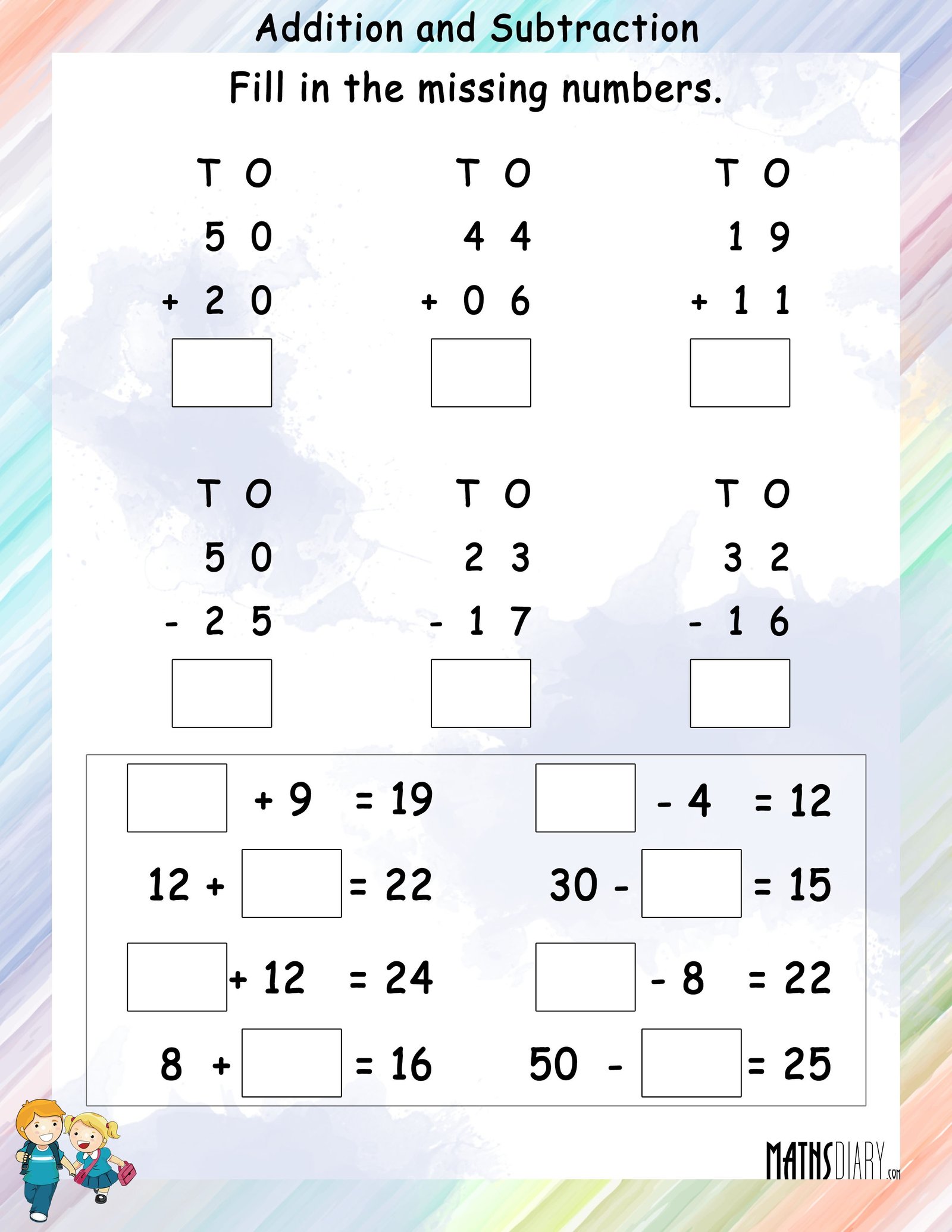 Math Addition And Subtraction Worksheets