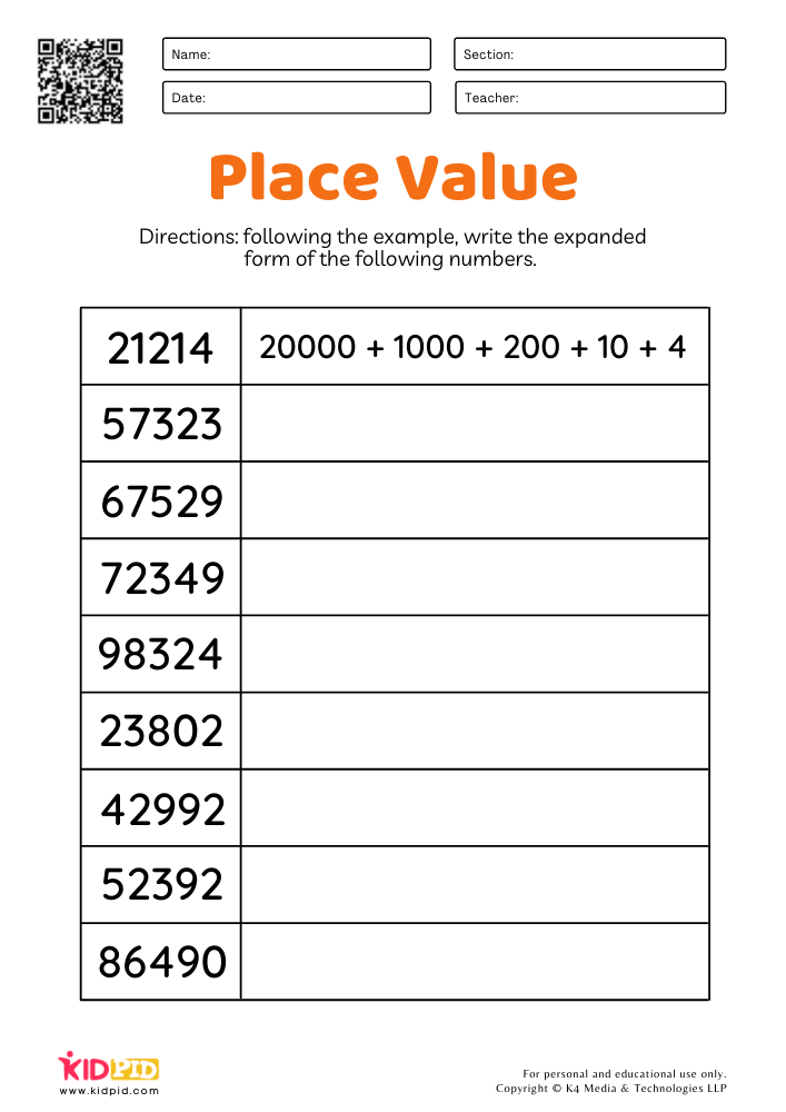 Math Expanded Form Worksheets For Grade 4 Kidpid