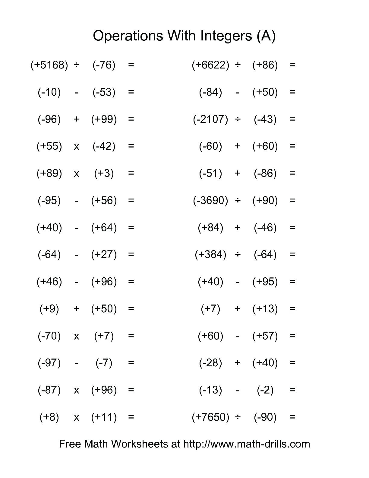 Math Integers Worksheet: Fun and Free Printable Practice