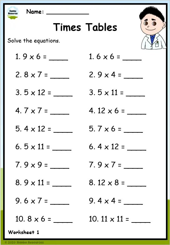 Math Multiplication Worksheets Grade 4 Free Printable