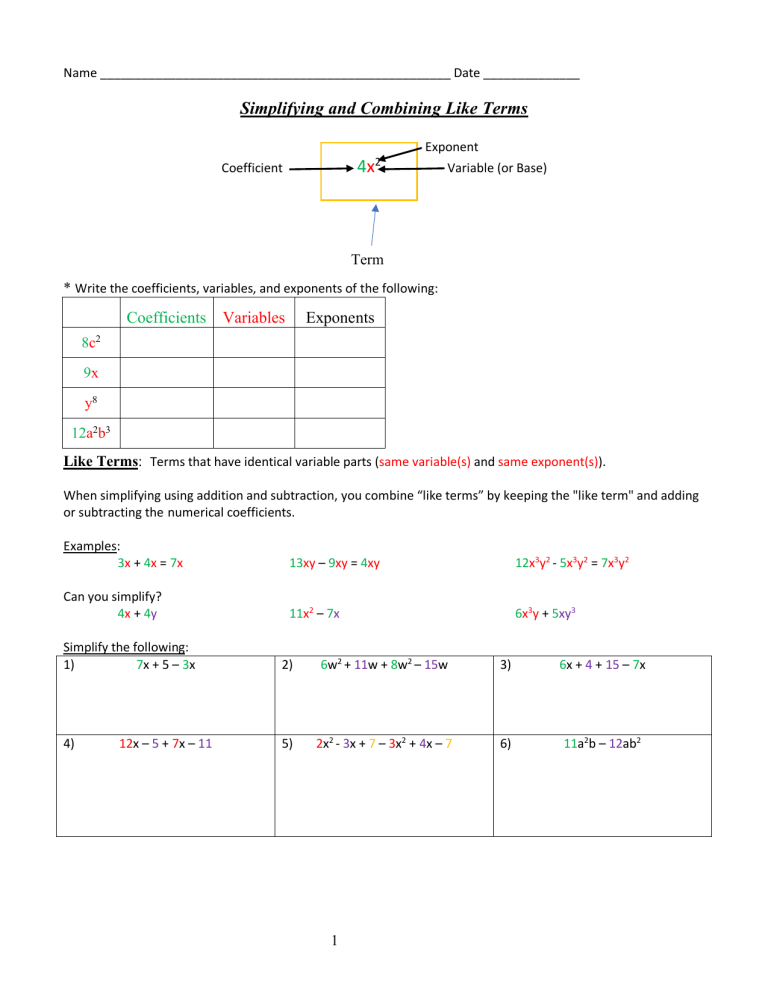 Math Study Guide 6 Solving Algebraic Equations 1