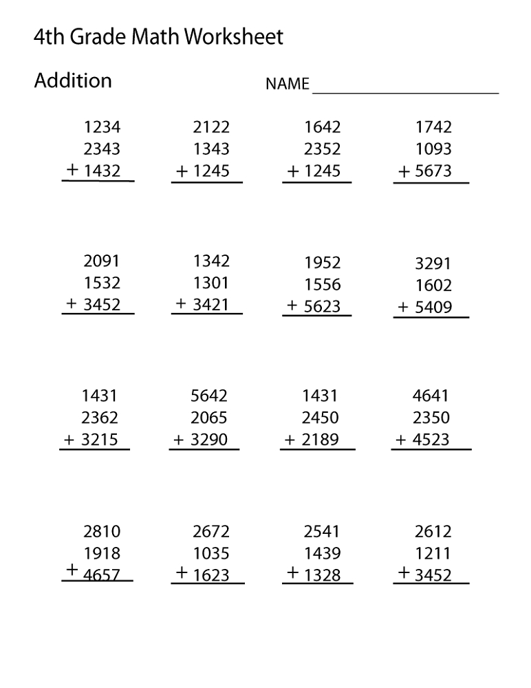 Math Worksheets For 4Th Graders Printable