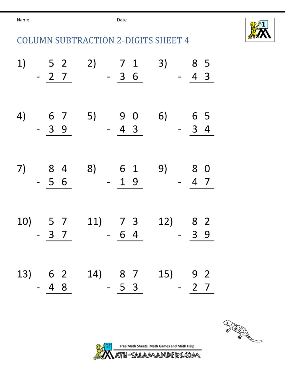 Fun Math Worksheets: Easy Subtraction Practice