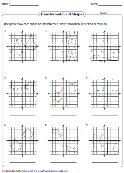 Math Worksheets Transformation Worksheets Transformation Two Of