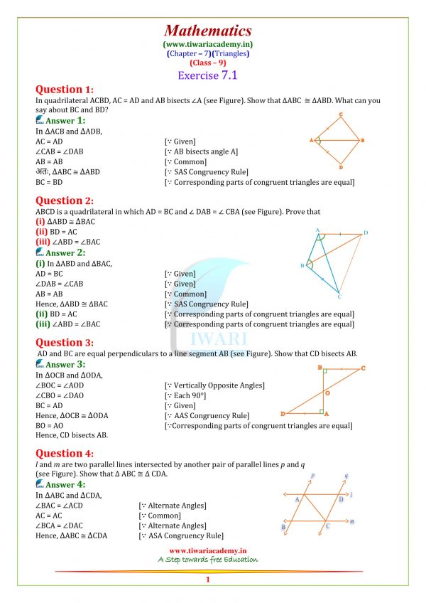 Maths Class 9 Chapter 7 Triangles Theorem 7 3 Youtube