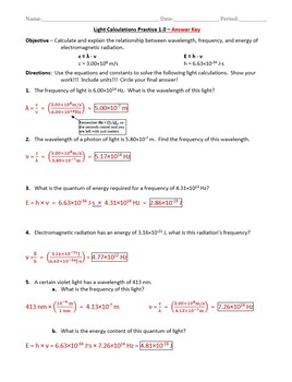 Maths Worksheets For Grade 3 Light Wavelength Frequency And Energy